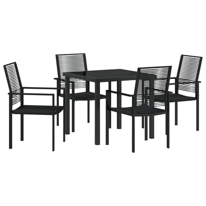 5-Delige Tuin Dining Set Zwart Pvc Riet
