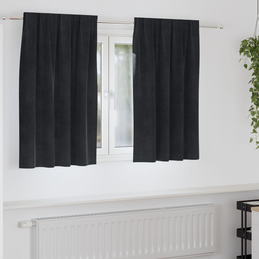 E Gordijnen Met Bovenband 2 Stuks Fluweel Zwart 140 x 140 cm met tape