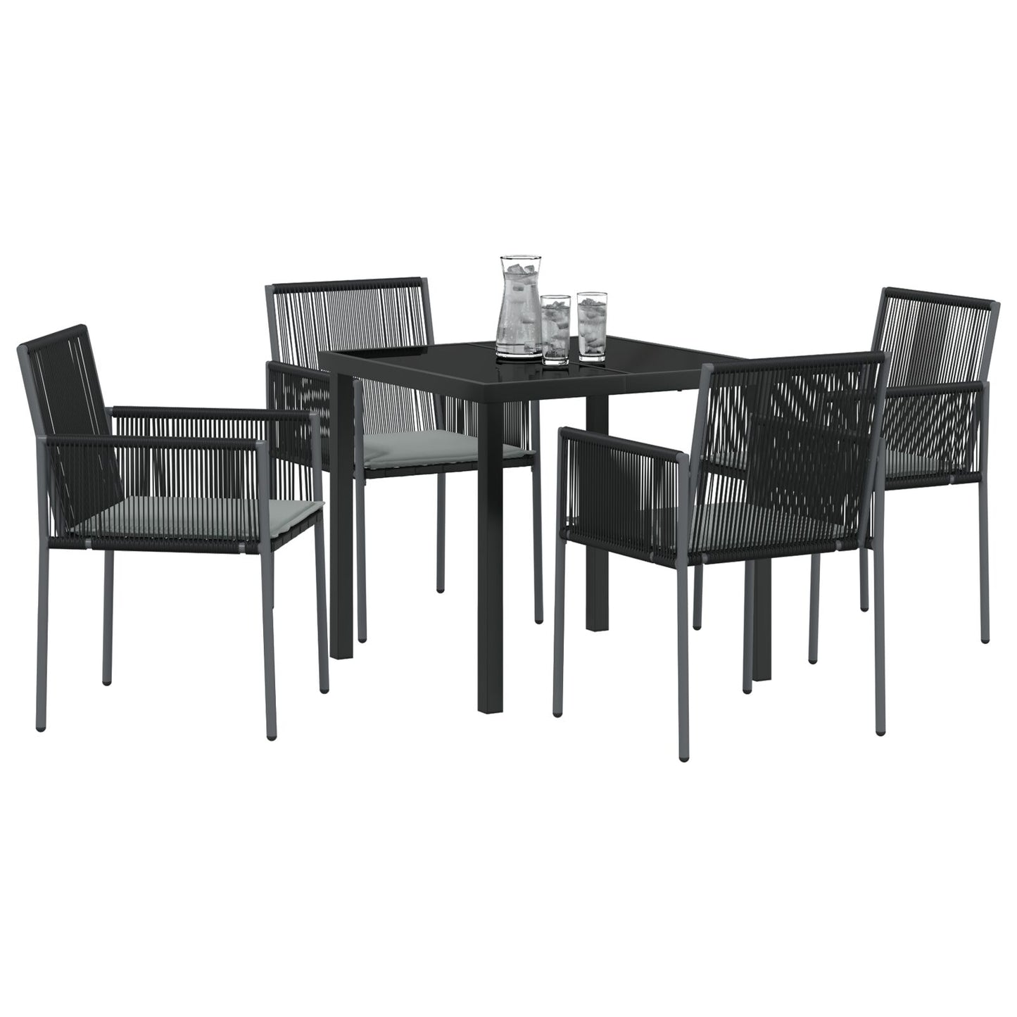 Set Van 3 Zwart Pe Riet, Staal, Polyester Stof Standaard