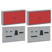 6-Delige Gereedschapskast En Pegboard Set Wandmontage Rode Metaal