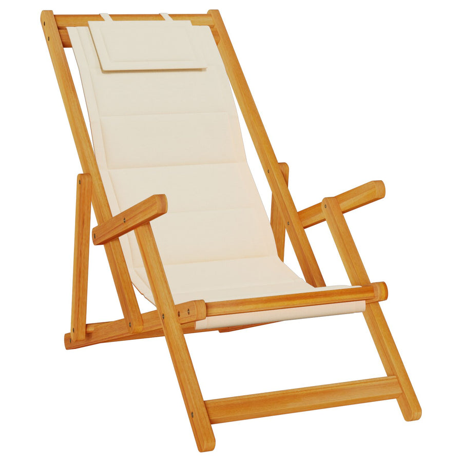 Vouwstrandstoelen 2 Stuks Massief Acaciahout & Textilene Crème