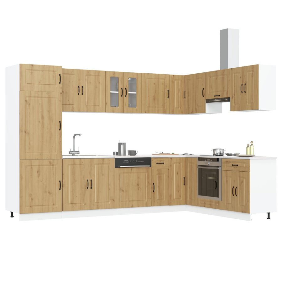 Keukenkast ""Kalmar"" Met Dubbele Wasbakken Geengineerd Hout Artisan eiken