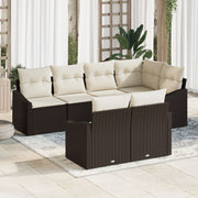 Loungeset 7-delig polyrattan bruin met kussens
