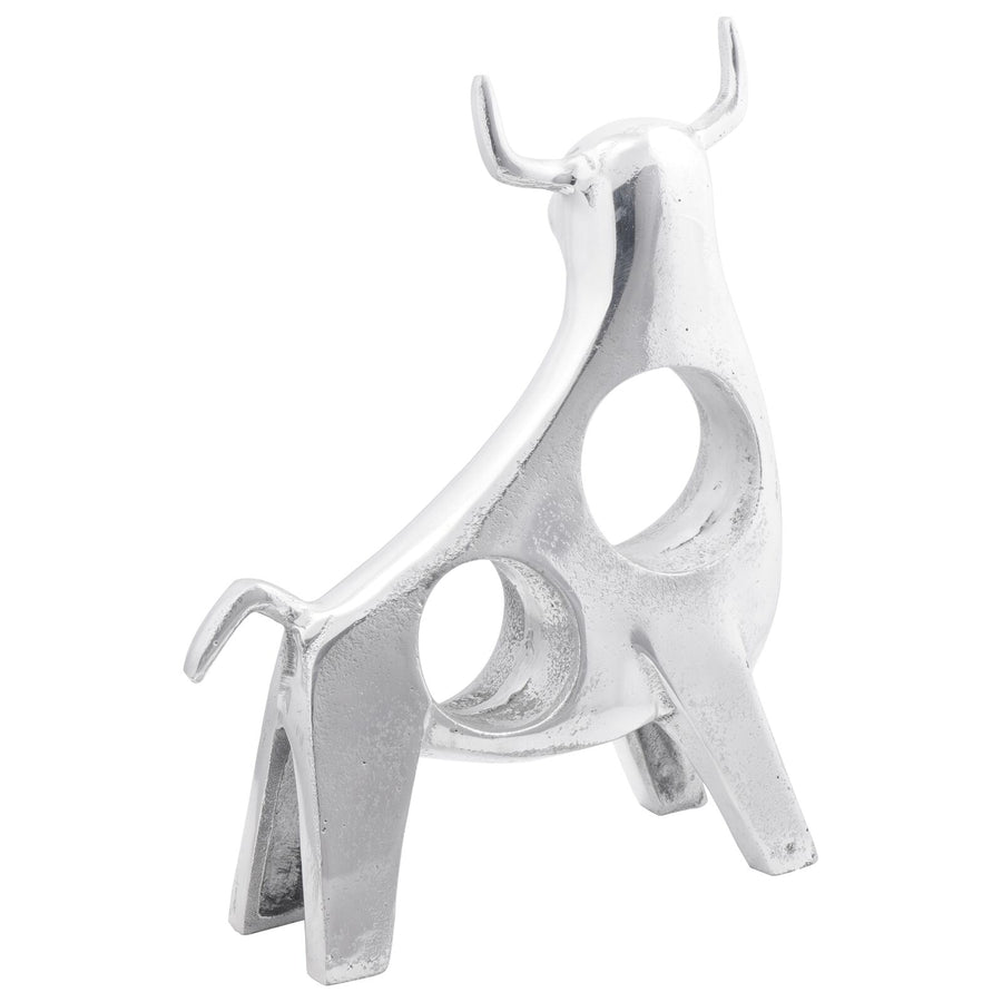 Stier Sculptuur Zilver 22X9,5X34 Cm Aluminium 34 x 28 x 10 cm
