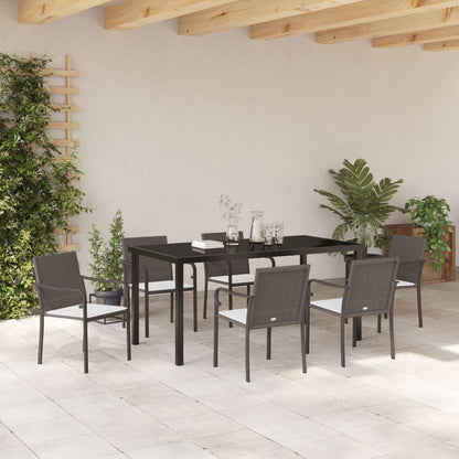 7 Delige Tuinset Met Kussens Poly Rattan 6-Persoons Bruin 160 cm