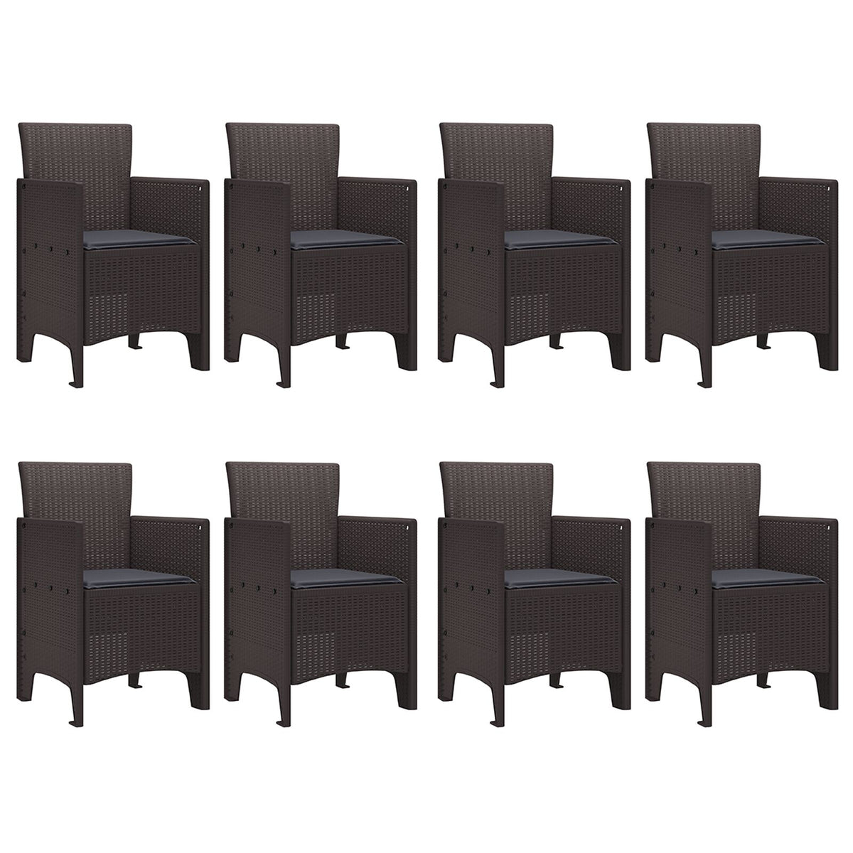 9 Delige Tuinset Met Kussens Bruin Poly Rattan