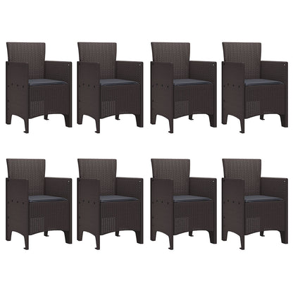 9 Delige Tuinset Met Kussens Bruin Poly Rattan