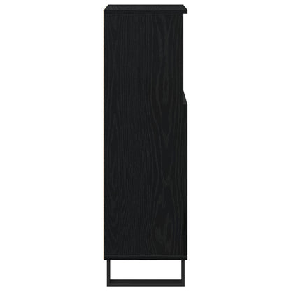 Badkamerkast 30X30X100 Cm Gelaagd Hout Zwart eiken