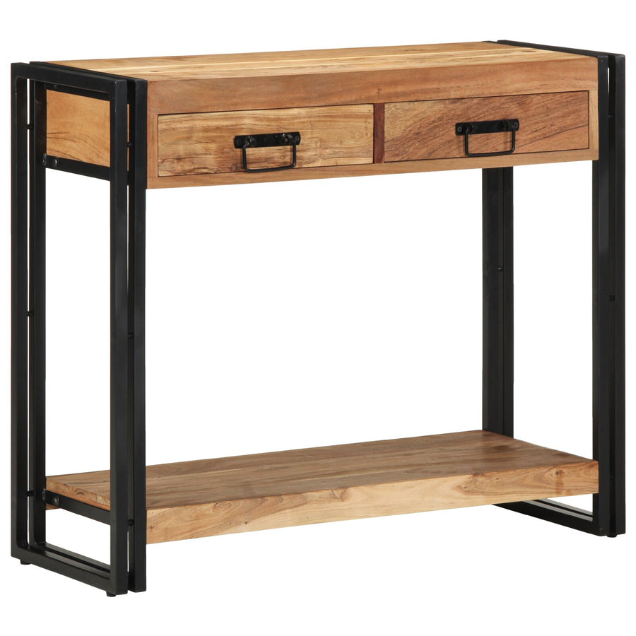 Consoletafel Zwart 90X33X75 Cm En Metaal 90 cm Massief acaciahout