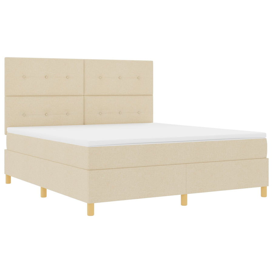 Boxspring Bed Met Matras Crème Super King Stof Blauw