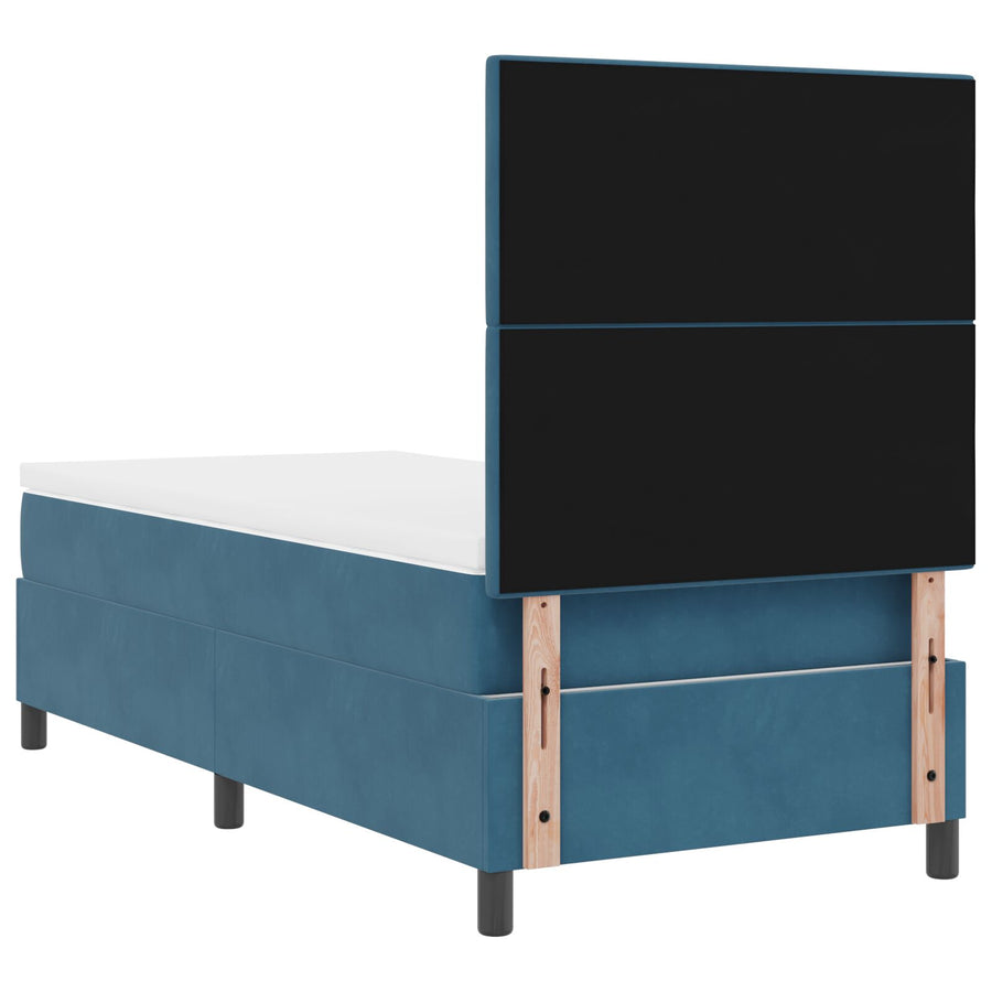 Boxspring Bed Met Matras Donkerblauw 90X200 Cm Fluweel Blauw
