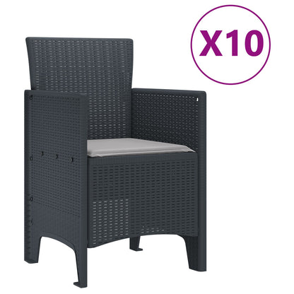 11 Delige Tuin Eetset Met Kussens Anthraciet Poly Rattan