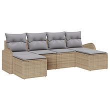 6 Delige Tuin Sofa Set Met Kussens Beige Poly Rattan