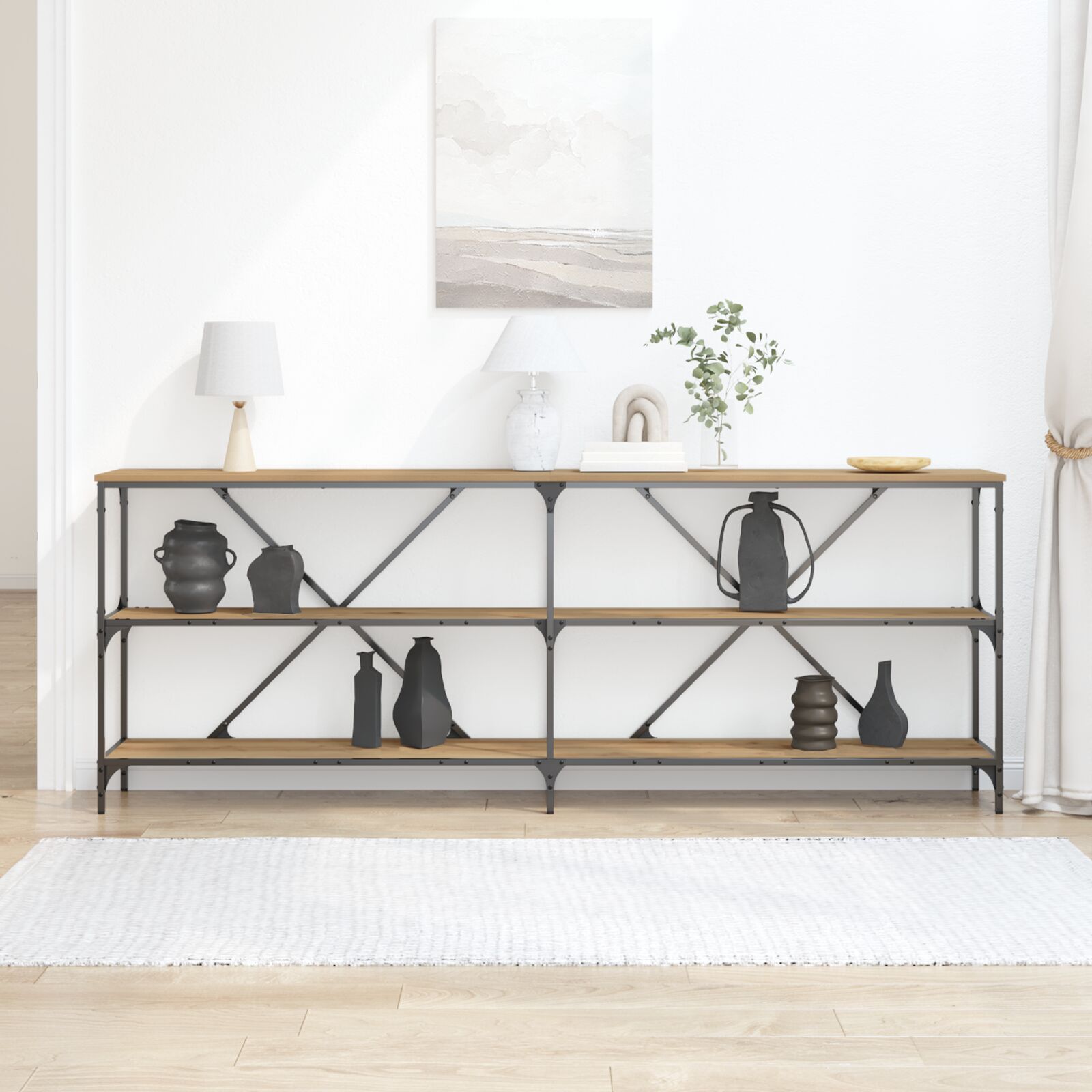 Console Tafel Artisan Eiken 200X30X75 Cm Engineered Hout & Staal