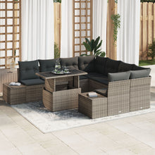 Tuinbank Set Set Van 9 Grijs, Bruin Rattan, Polyester