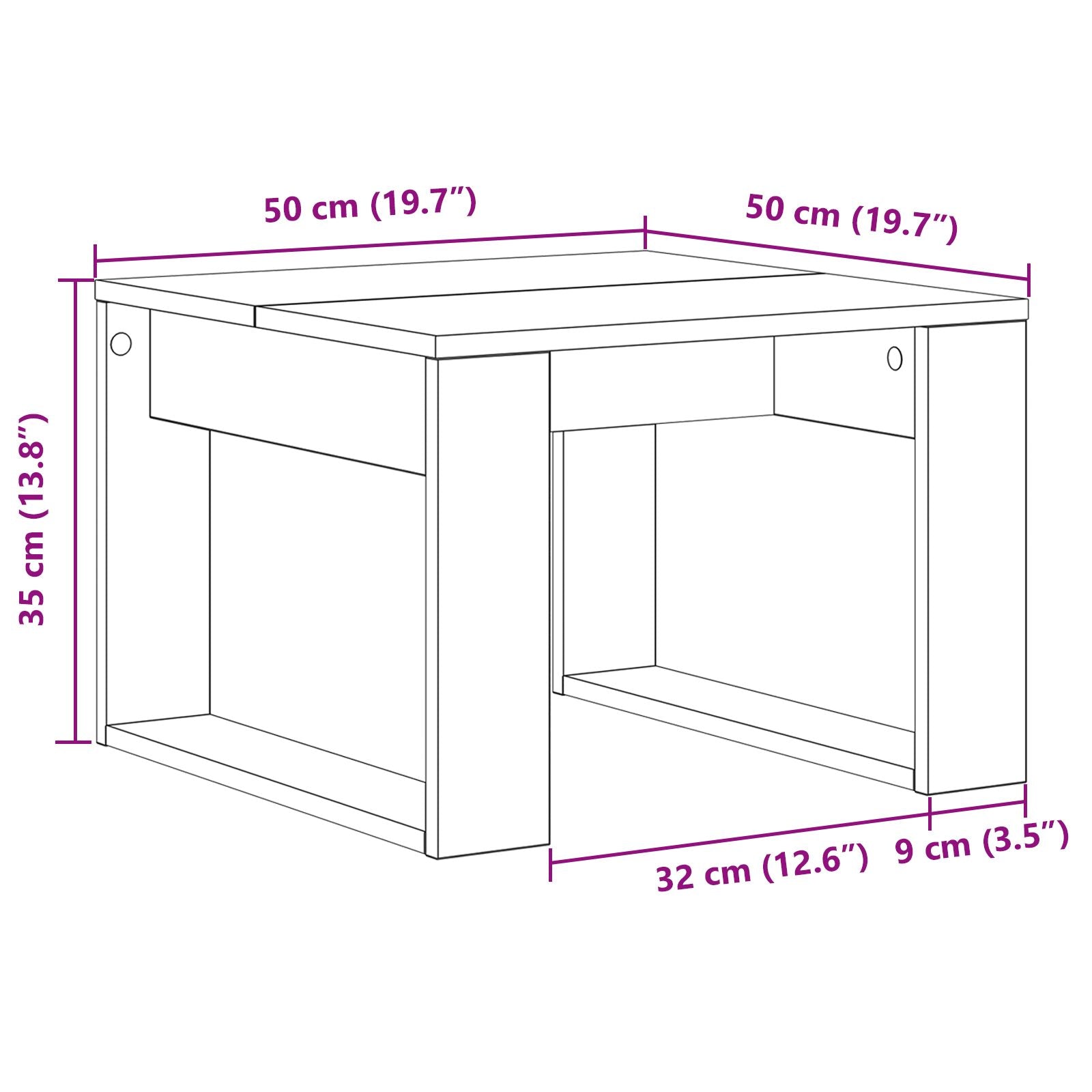 Zijtafel - , Gemaakt Van Engineered Wood 50 x 50 x 35 cm Zwarte eiken