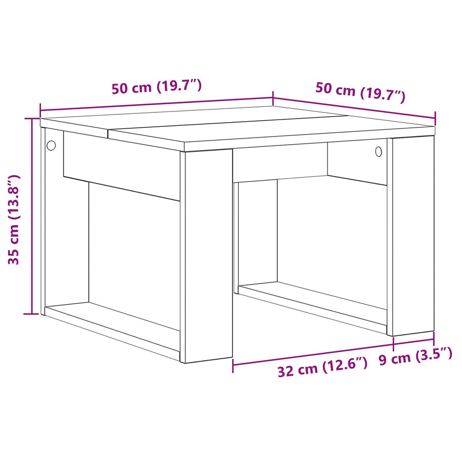 Zijtafel - , Gemaakt Van Engineered Wood 50 x 50 x 35 cm Zwarte eiken