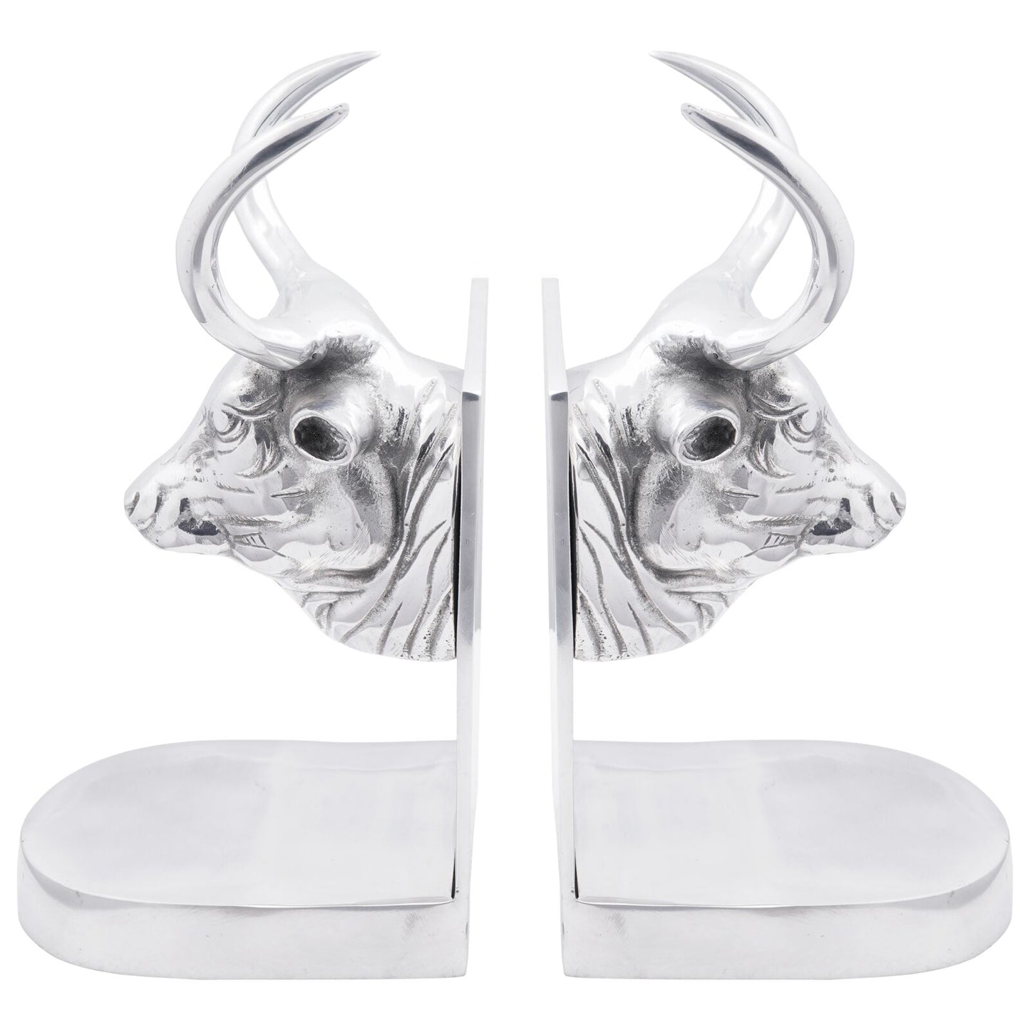 Boekensteunen 2 Stuks Zilver 17X15X27 Cm Aluminium Bull Stier