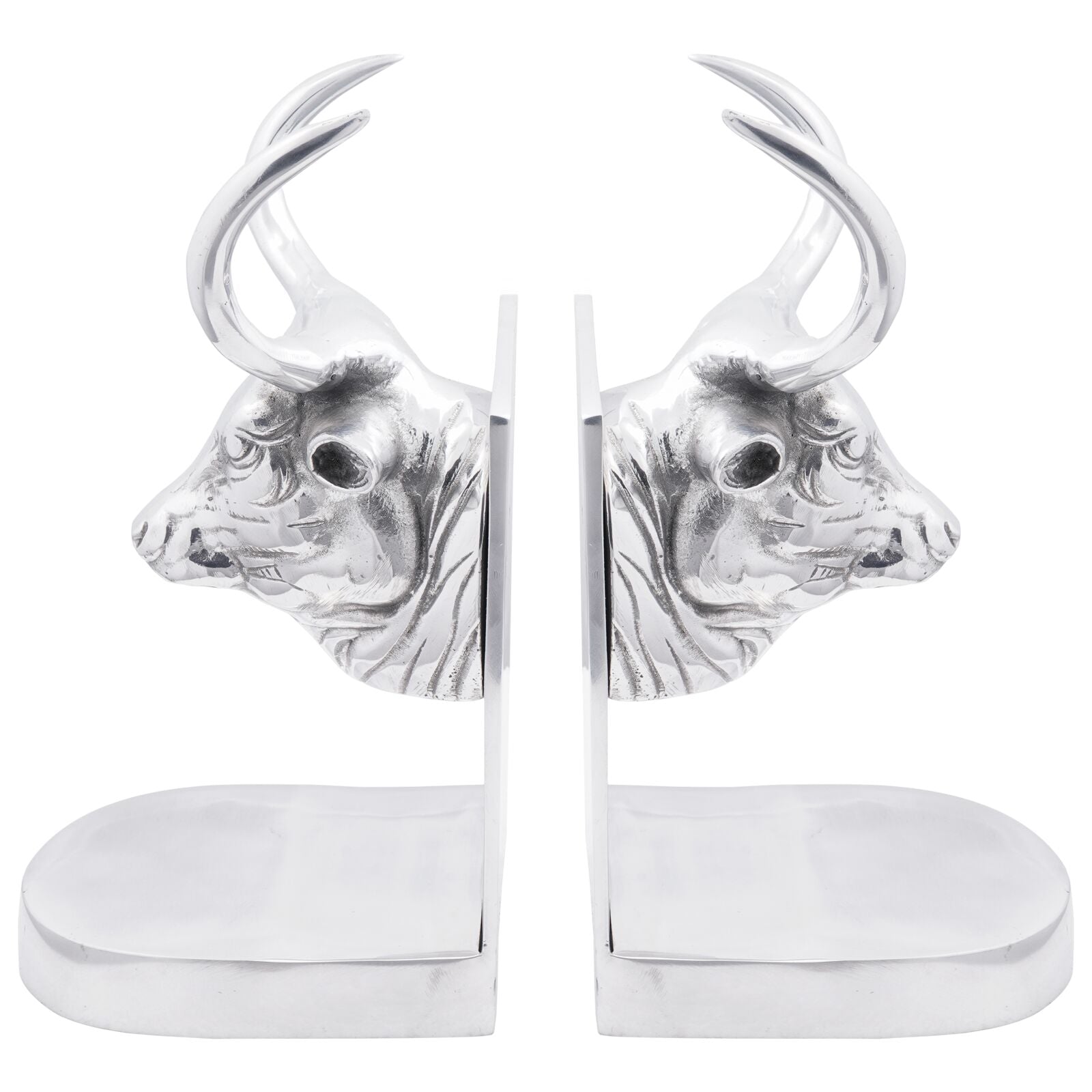 Boekensteunen 2 Stuks Zilver 17X15X27 Cm Aluminium Bull Stier