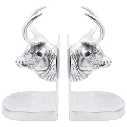 Boekensteunen 2 Stuks Zilver 17X15X27 Cm Aluminium Bull Stier