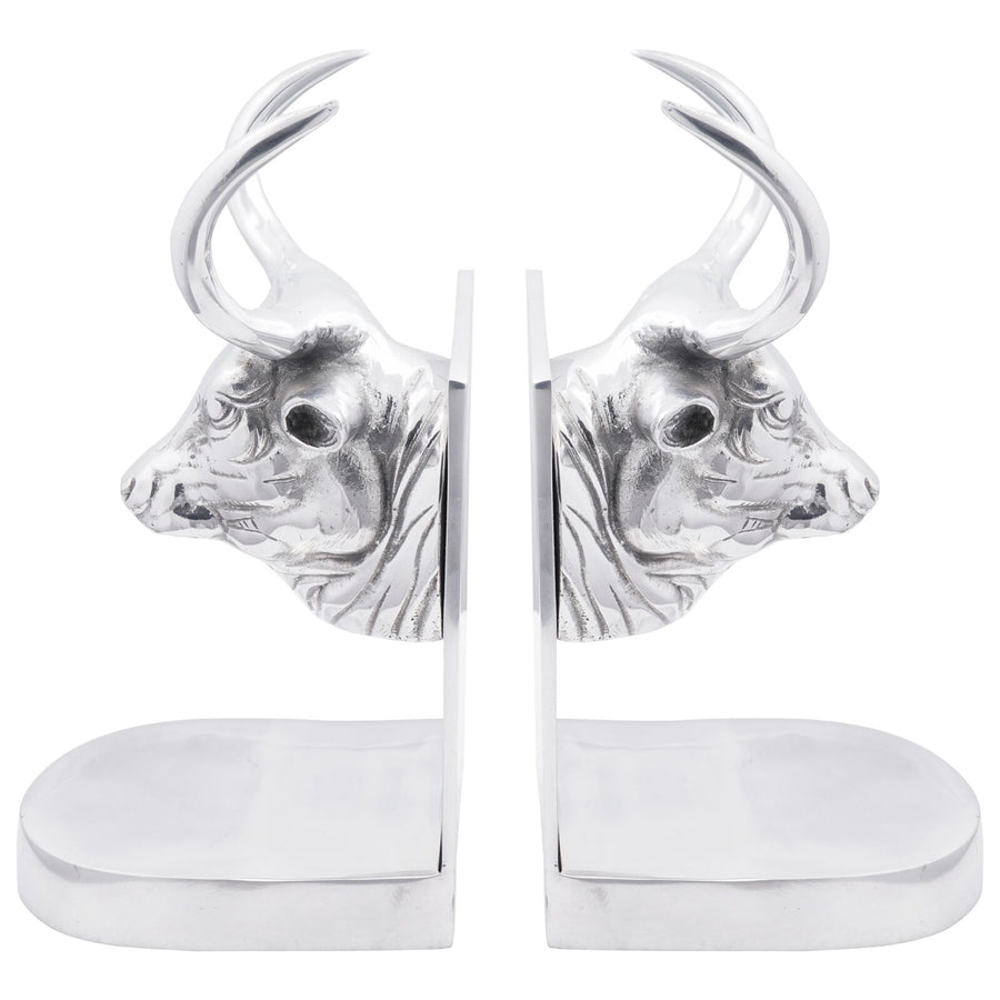 Boekensteunen 2 Stuks Zilver 17X15X27 Cm Aluminium Bull Stier