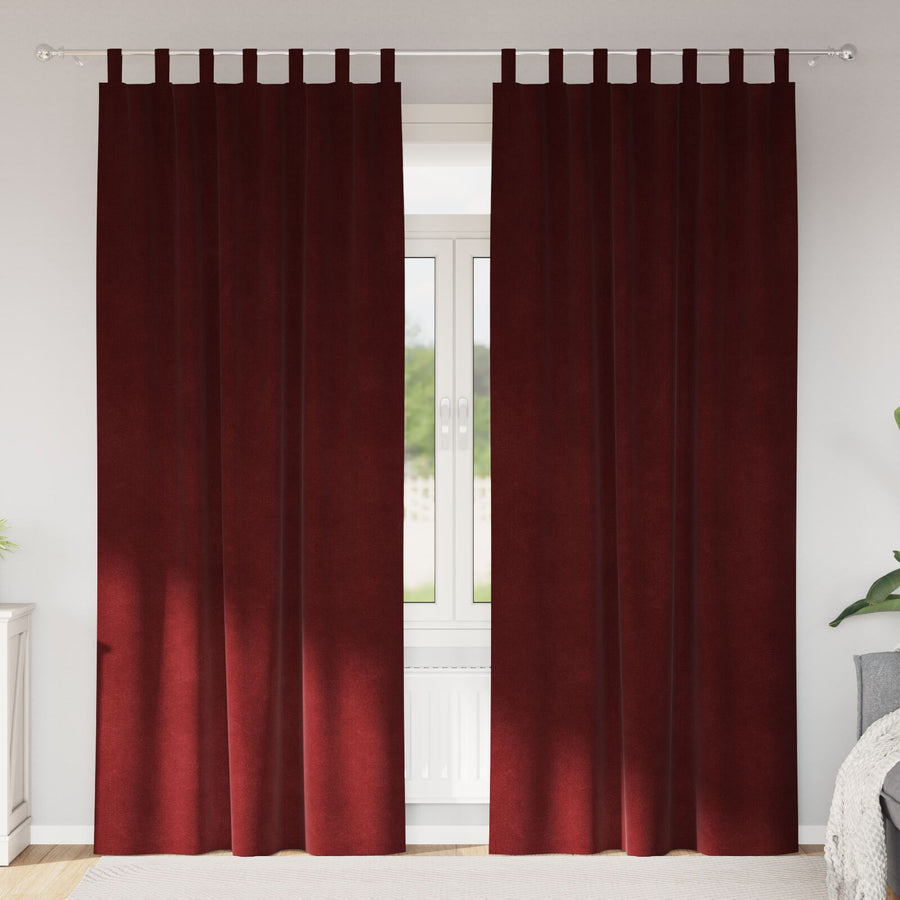 Zwarte Verduisteringsgordijnen 2 Stuks Fluweel Wijnrood 140 x 245 cm met hanglussen