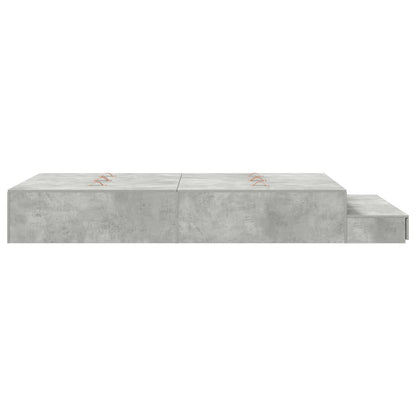 Opbergbedframe Beton Grijs Bewerkt Hout 120 X 190 Cm Artisanaal Eiken