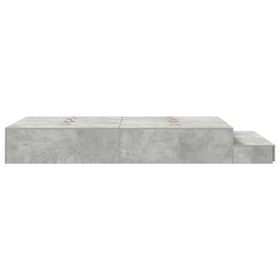 Opbergbedframe Beton Grijs Bewerkt Hout 120 X 190 Cm Artisanaal Eiken