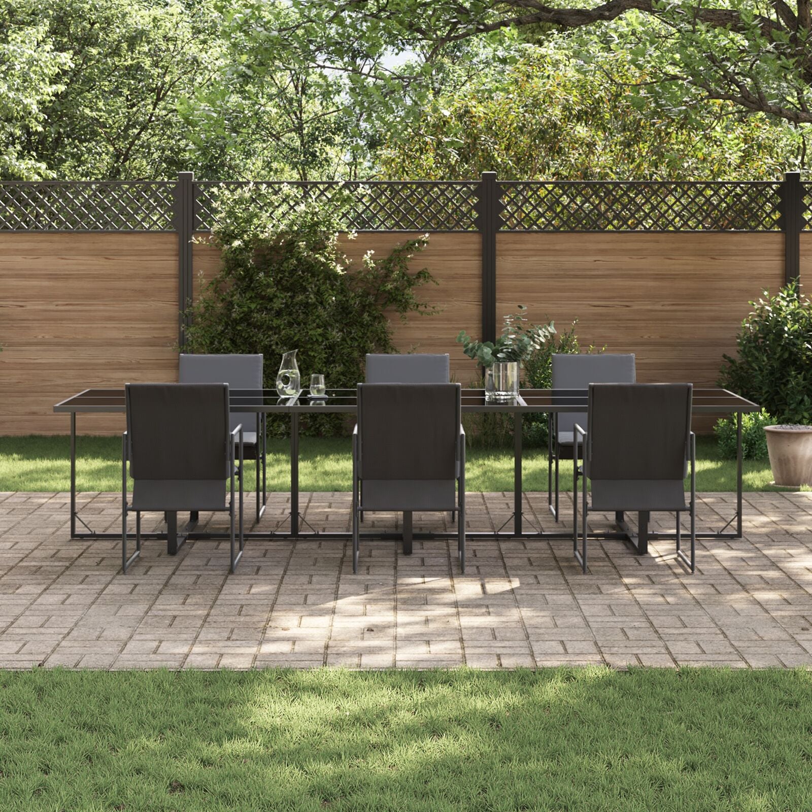 9-Delig Tuin Eetset Met Kussens Van Staal En Textilene