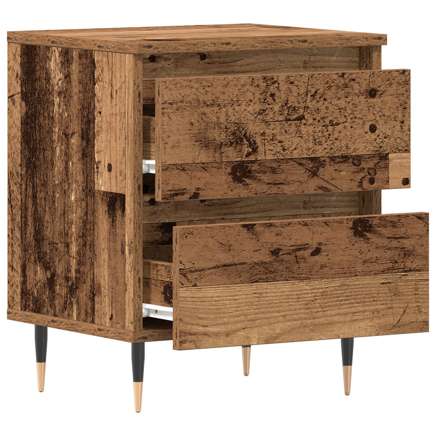 Nachttafels 2 Stuks Oud Hout 40X35X50 Cm Gelaagd Hout