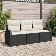 Loungeset 3-delig poly rotan zwart