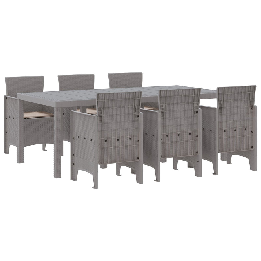 7-Delige Tuin Eettafel Set Met Kussens Licht Grijze Poly Rattan