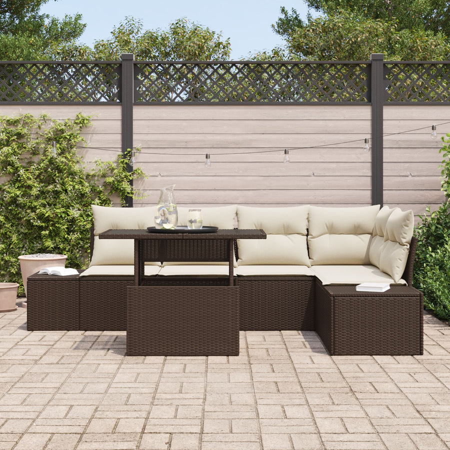 Tuin Sofa Set Set Van 6 Bruin Rattan Tuin Sofaset Rechthoekig