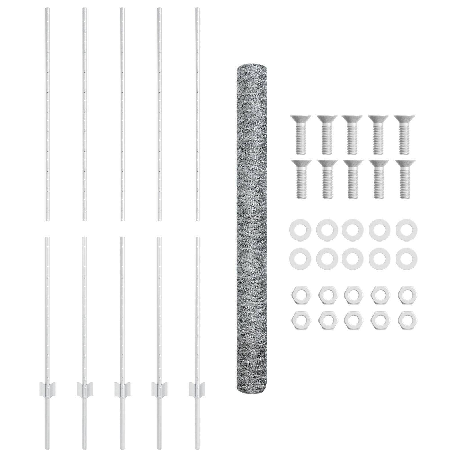 Schutting Posten 10 St U-Channel 150 Cm Verzinkt Staal,  Hexagonale Schutting 1,5X10 M Verzinkt Staal
