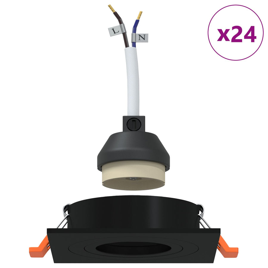 Ingebouwde Spots 24 Stuks Vierkante Gu10 Zwart 91X91 Mm