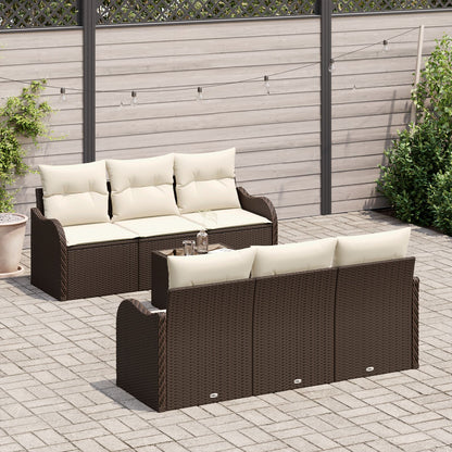 7-Delige Tuin Sofa Set Met Kussens Bruin Poly Rattan