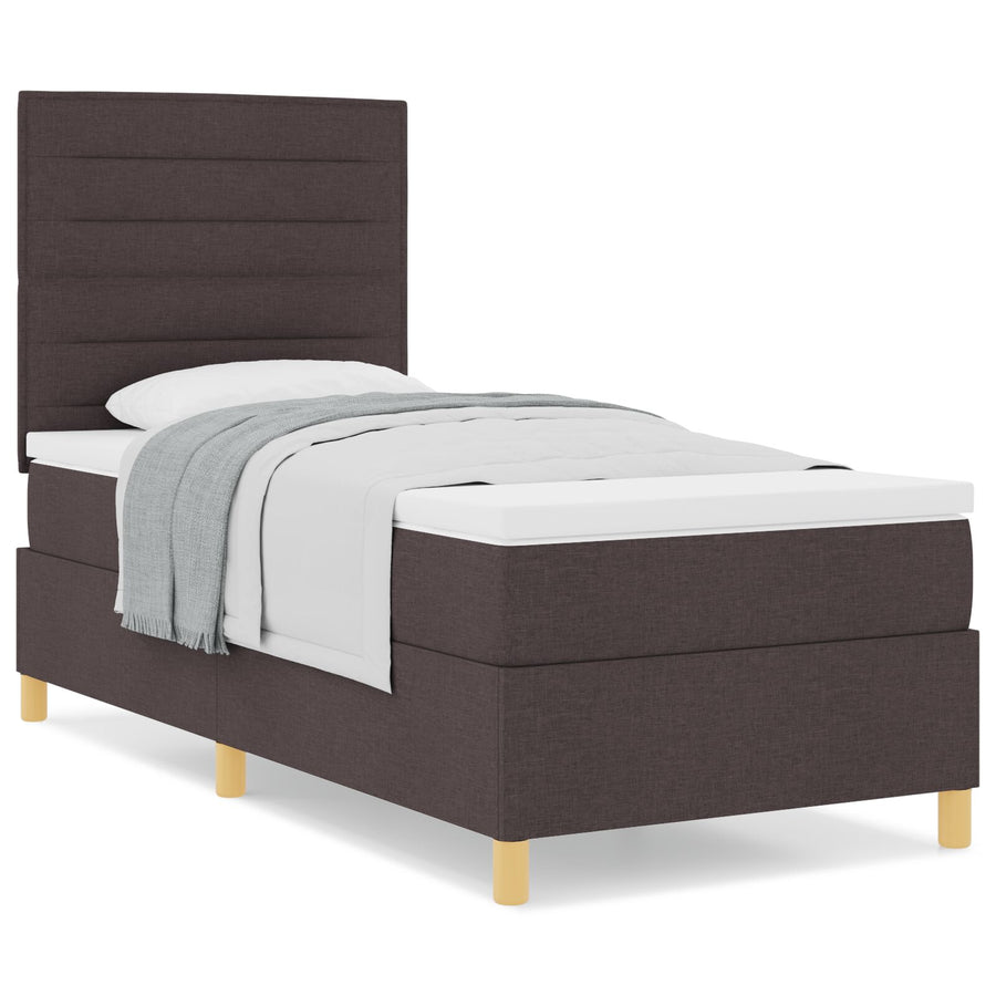 Boxspringbed Met Matras Donkerbruin 100X200 Cm Stof Blauw