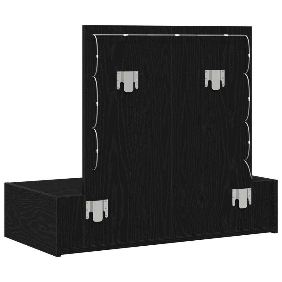 Wandmontage Kaptafel -Verlichting In 83 x 40 x 70 cm Zwart eiken met LED
