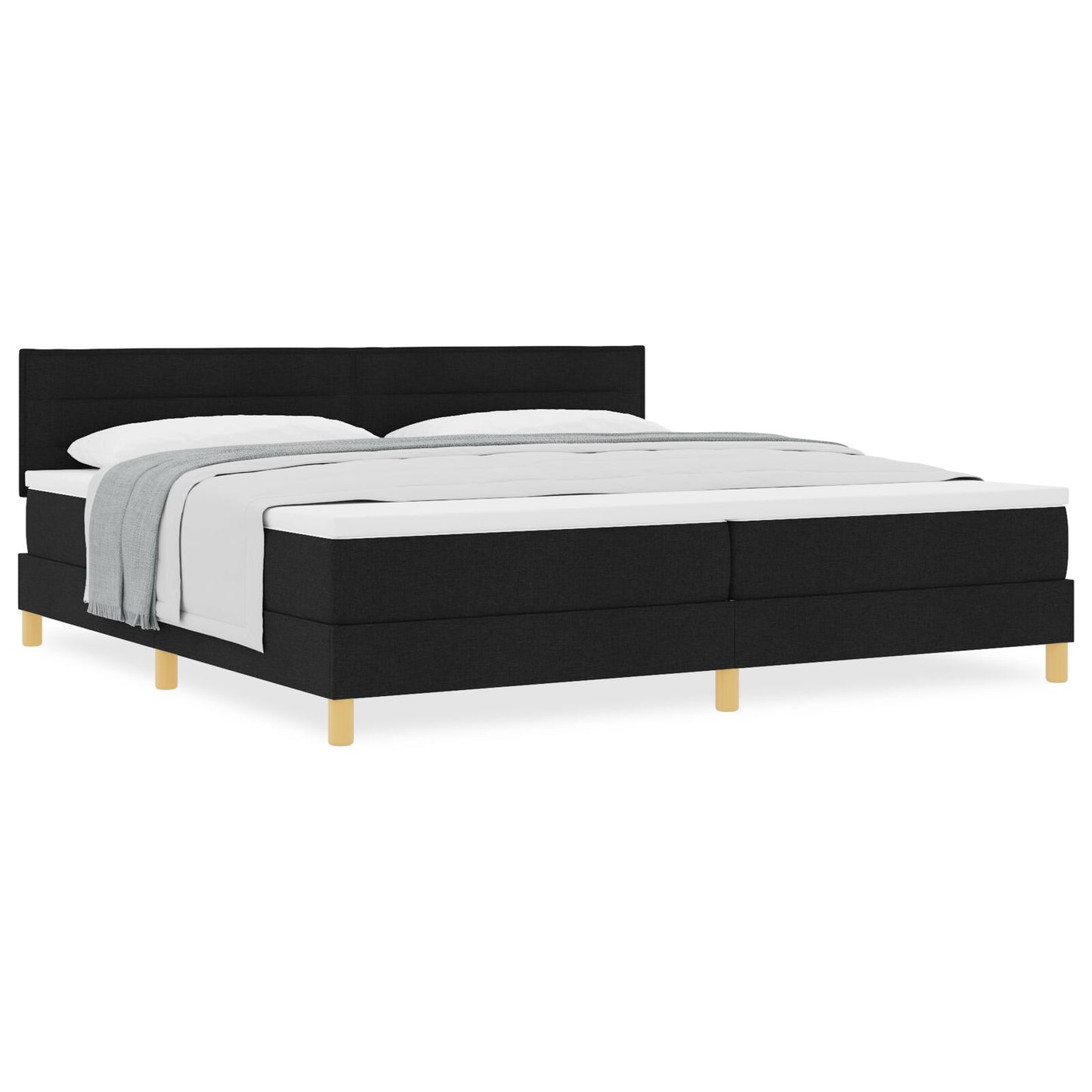 Boxspring Bed Met Matras Stof Zwart 200 x 200 cm Lijnen ontwerp