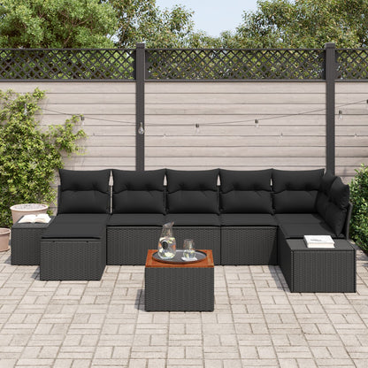 Tuinbankset 8 Stukken Zwart Rattan En Hout Ruimtelijk