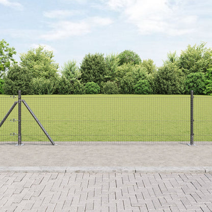 Gelaste Draadhek Met 7 Geflangeerde Palen Grijs 0.4X10 M Staal Gegalvaniseerd Staal
