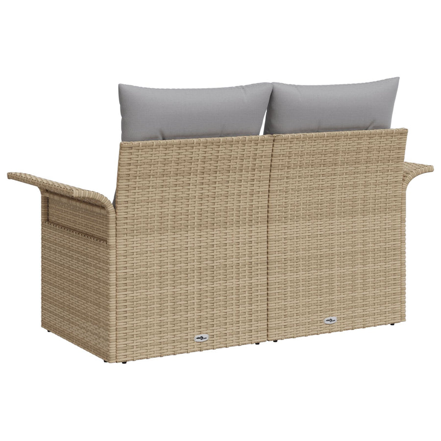 2-Zits Tuinsofa Met Kussens Poly Rattan Beige en grijs zonder opslag