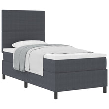 Boxspringbed Met Matras Donkergrijs 100X200 Cm Corduroy Stof