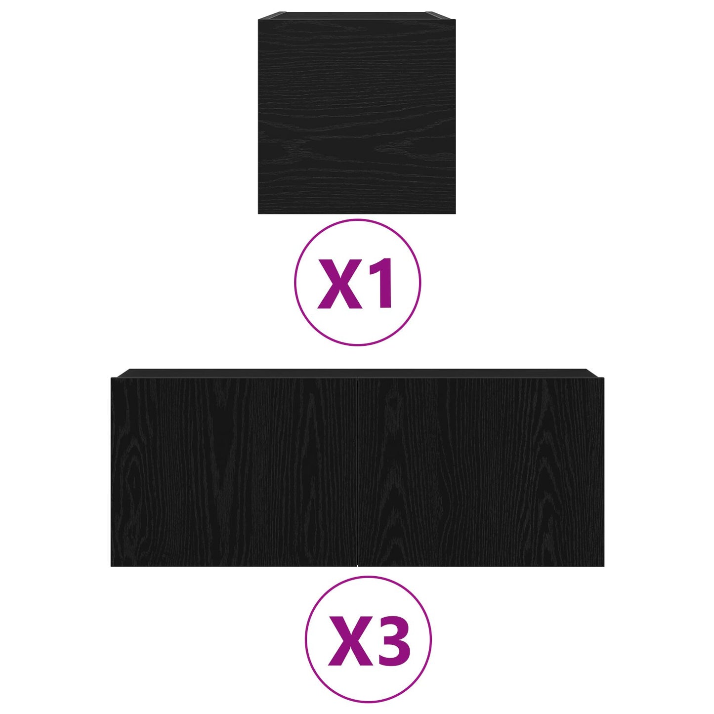 4-Delige Tv-Kastenset Zwart Eiken Engineered Hout