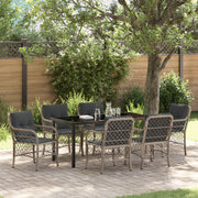 Tuinstoelenset poly rattan lichtgrijs 7-delig