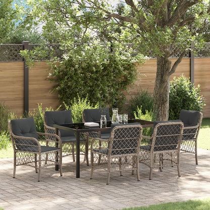 7-Delig Tuin Eettafelset Met Kussens Lichtgrijs Poly Rattan