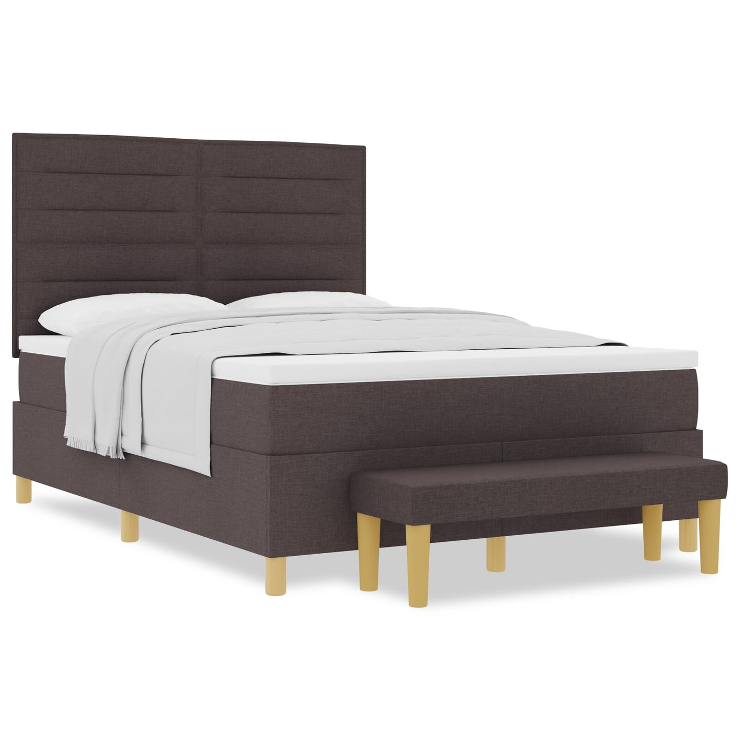 Boxspringbed Met Matras & Bank Stof Donkerbruin 140 x 200 cm Strak ontwerp