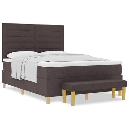 Boxspringbed Met Matras & Bank Stof Donkerbruin 140 x 200 cm Strak ontwerp