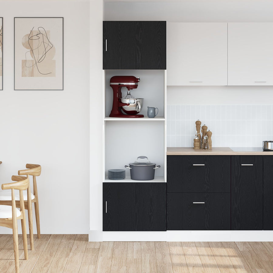 Keuken Kast Zwart Eiken Engineeringhout 60 X 57 X 207 Cm