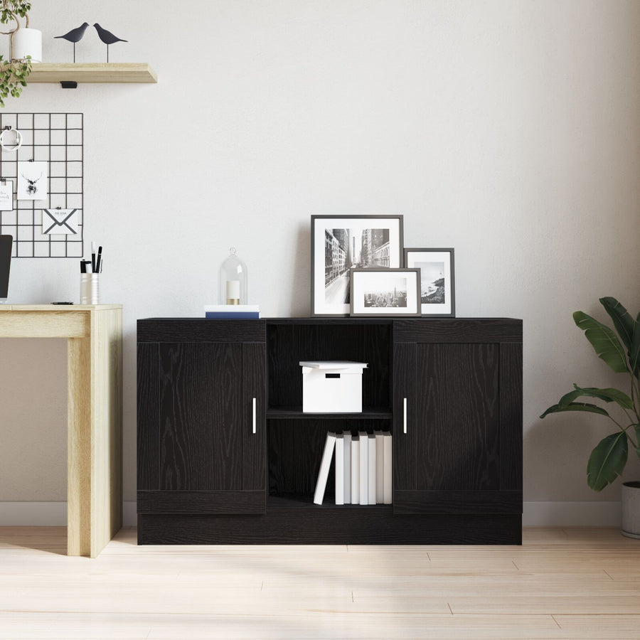Zwart Eiken Sideboard 120X30,5X70 Cm Van Geengineerd Hout